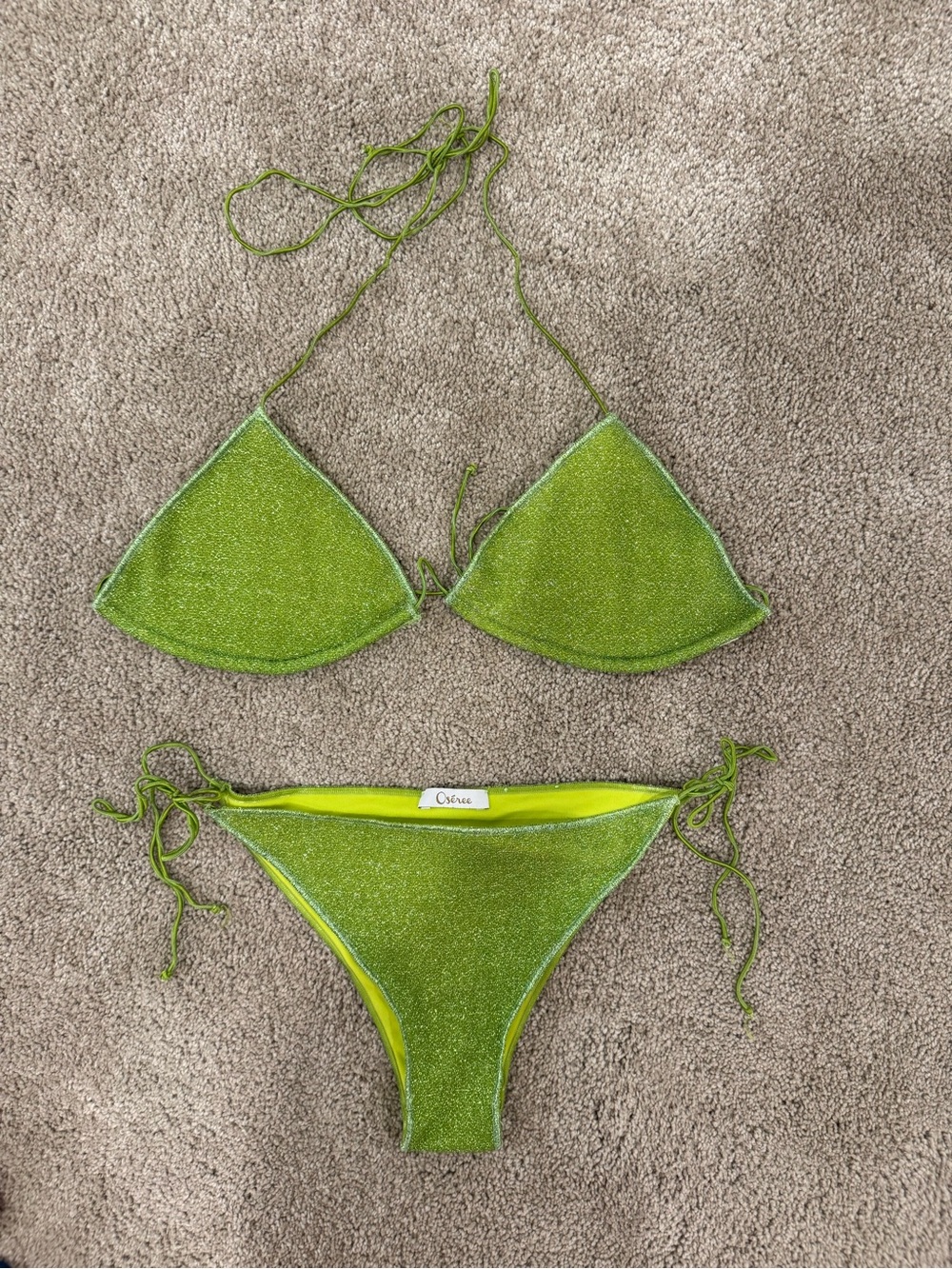 Oseree lumiere Sparkling Green Triangle Bikini - Picture 2 of 6